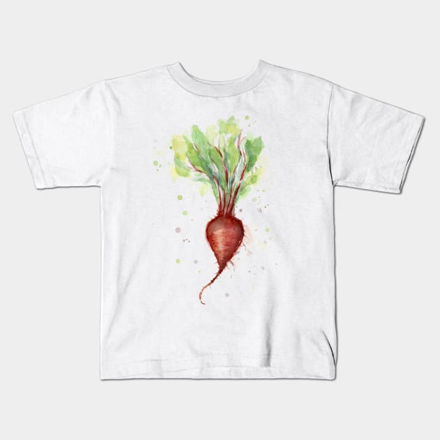 Red Beet Watercolor Kids T-Shirt by Olechka